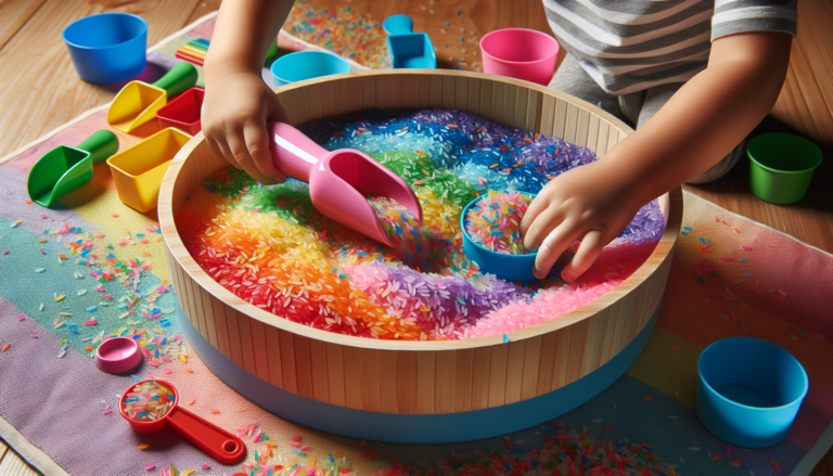 Rainbow Rice Sensory Bin: How to Make and 10 Ways to Play