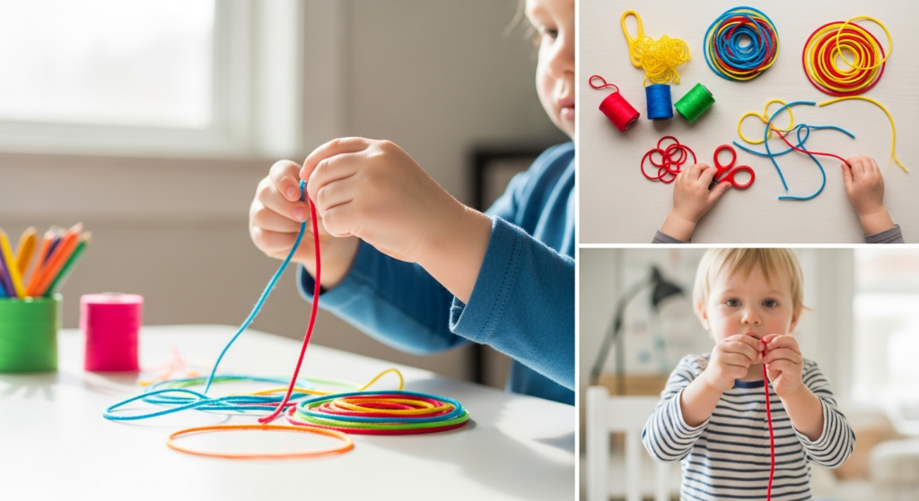 Threading Math Activity Simple Threading Activities for Toddlers - tinyhandscreate.com