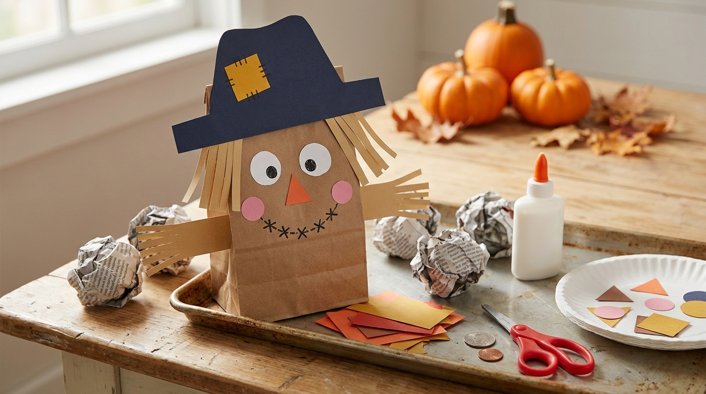 Paper Bag Scarecrow Craft for Preschoolers (Step-by-Step)