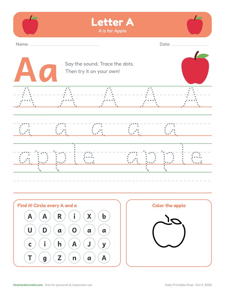Letter of the week tracing page