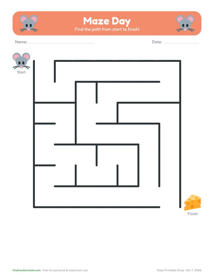 Themed maze printable