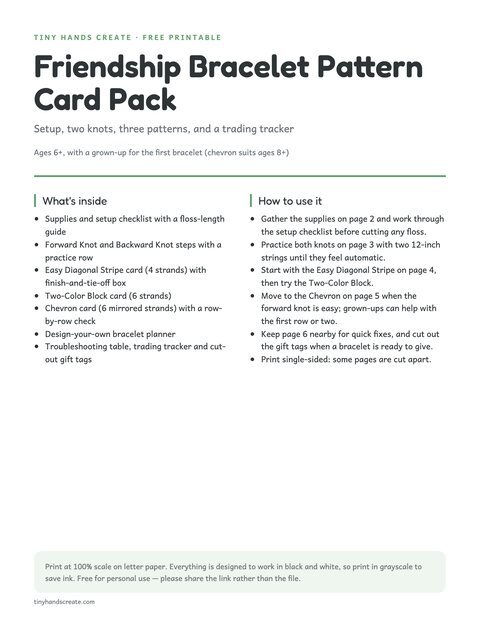 Friendship Bracelet Pattern Card Pack preview