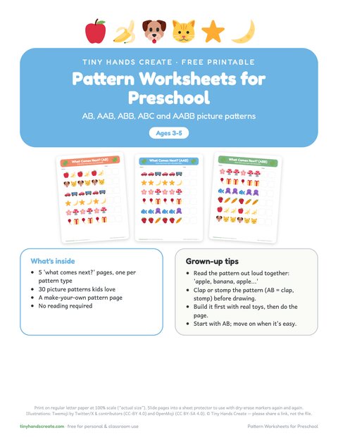 Pattern Worksheets for Preschool preview