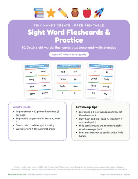 Sight Word Flashcards + Practice Pages preview