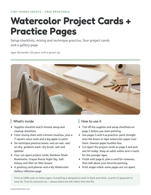 Watercolor Project Cards + Practice Pages preview