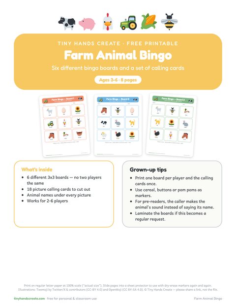 Farm Animal Bingo preview