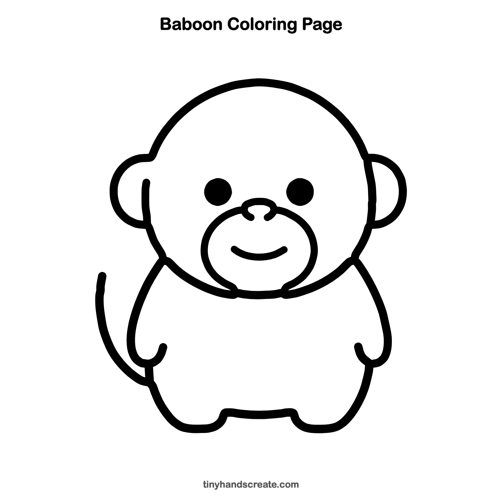 Free printable baboon coloring page for kids