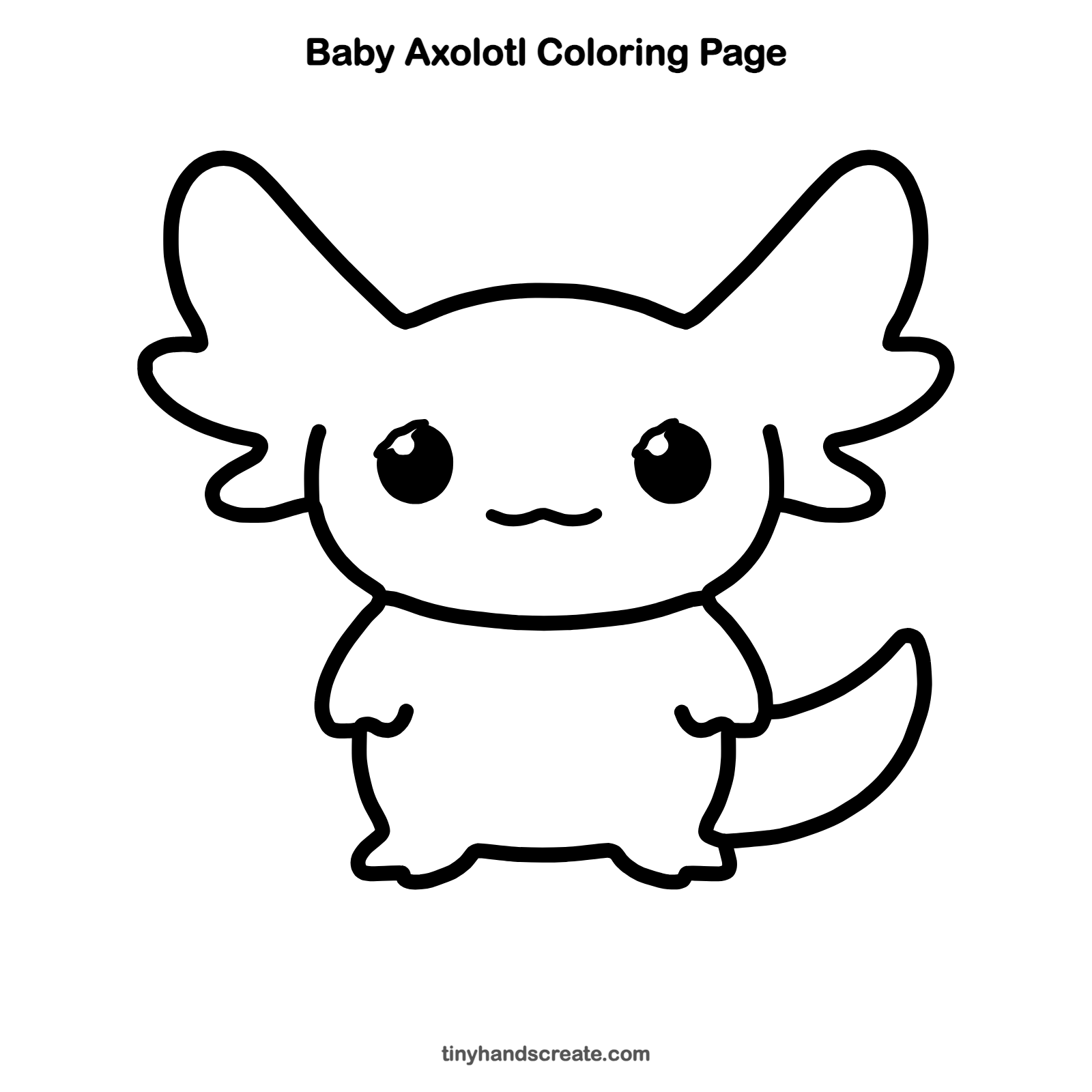 Free printable baby axolotl coloring page for kids