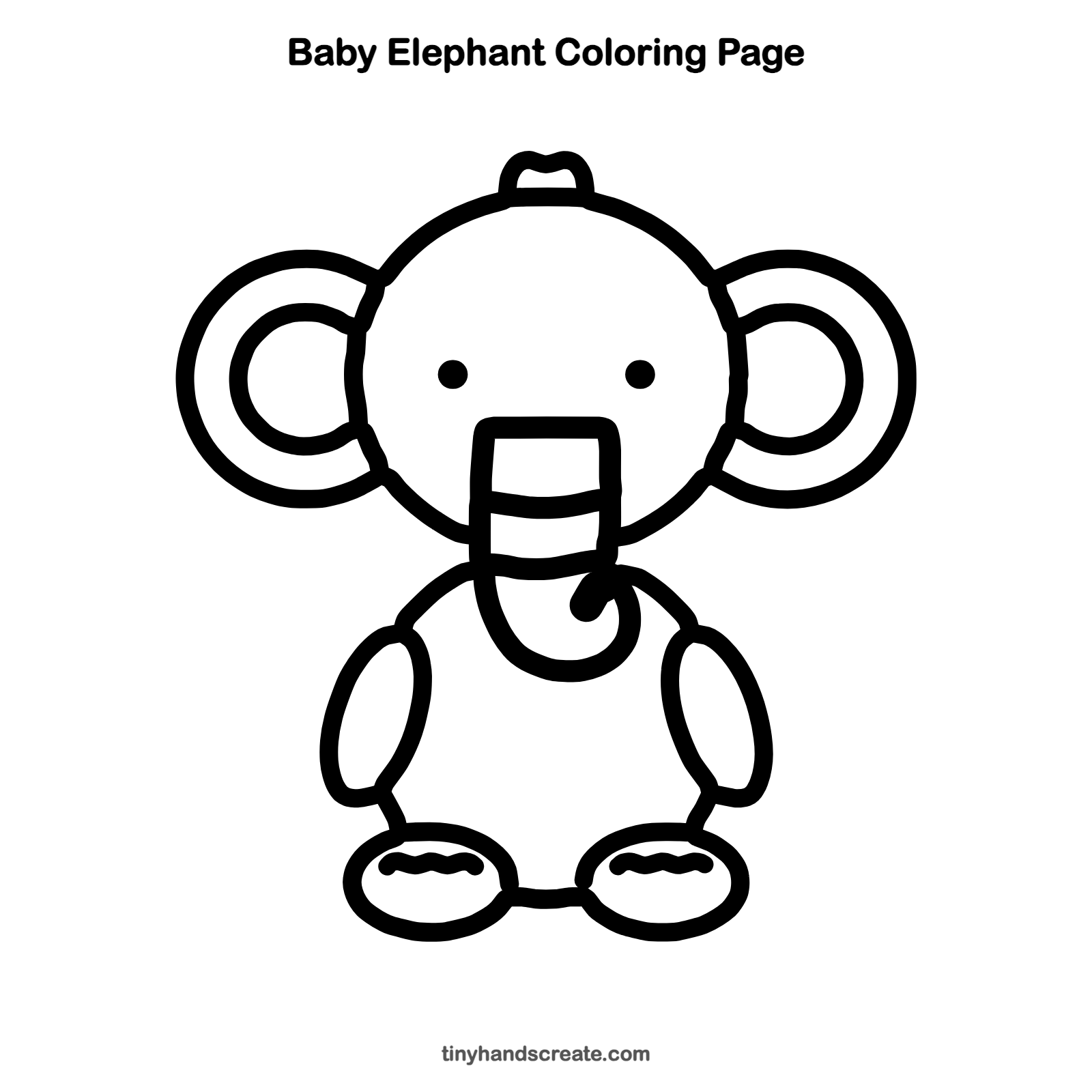 Free printable baby elephant coloring page for kids