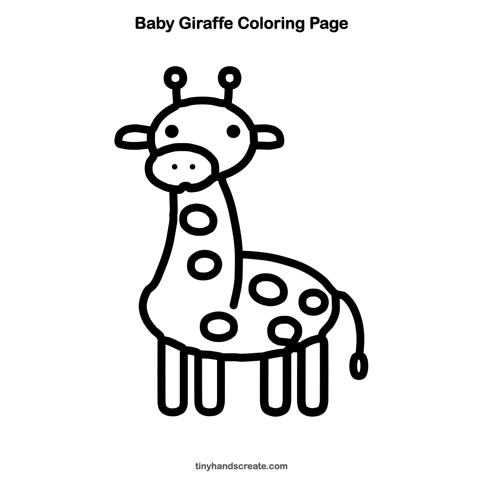 Free printable baby giraffe coloring page for kids