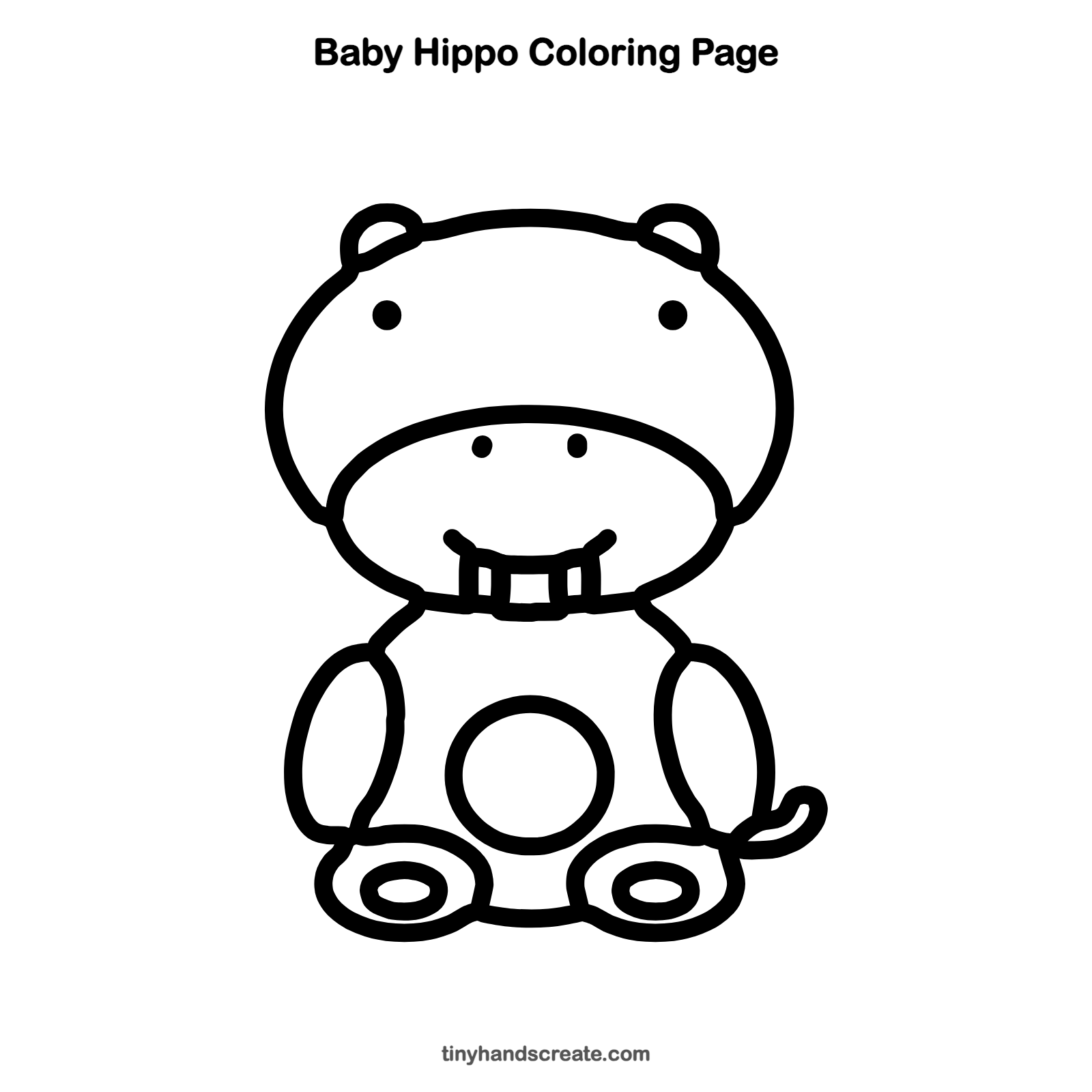 Free printable baby hippo coloring page for kids
