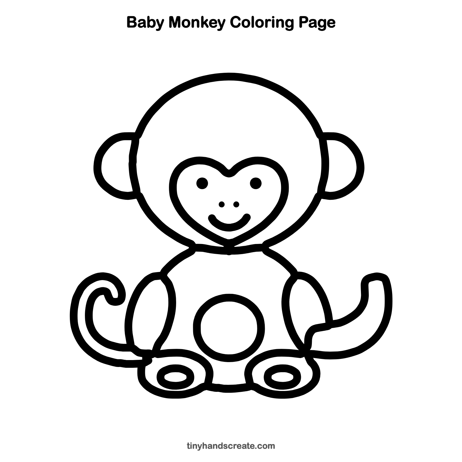 Free printable baby monkey coloring page for kids
