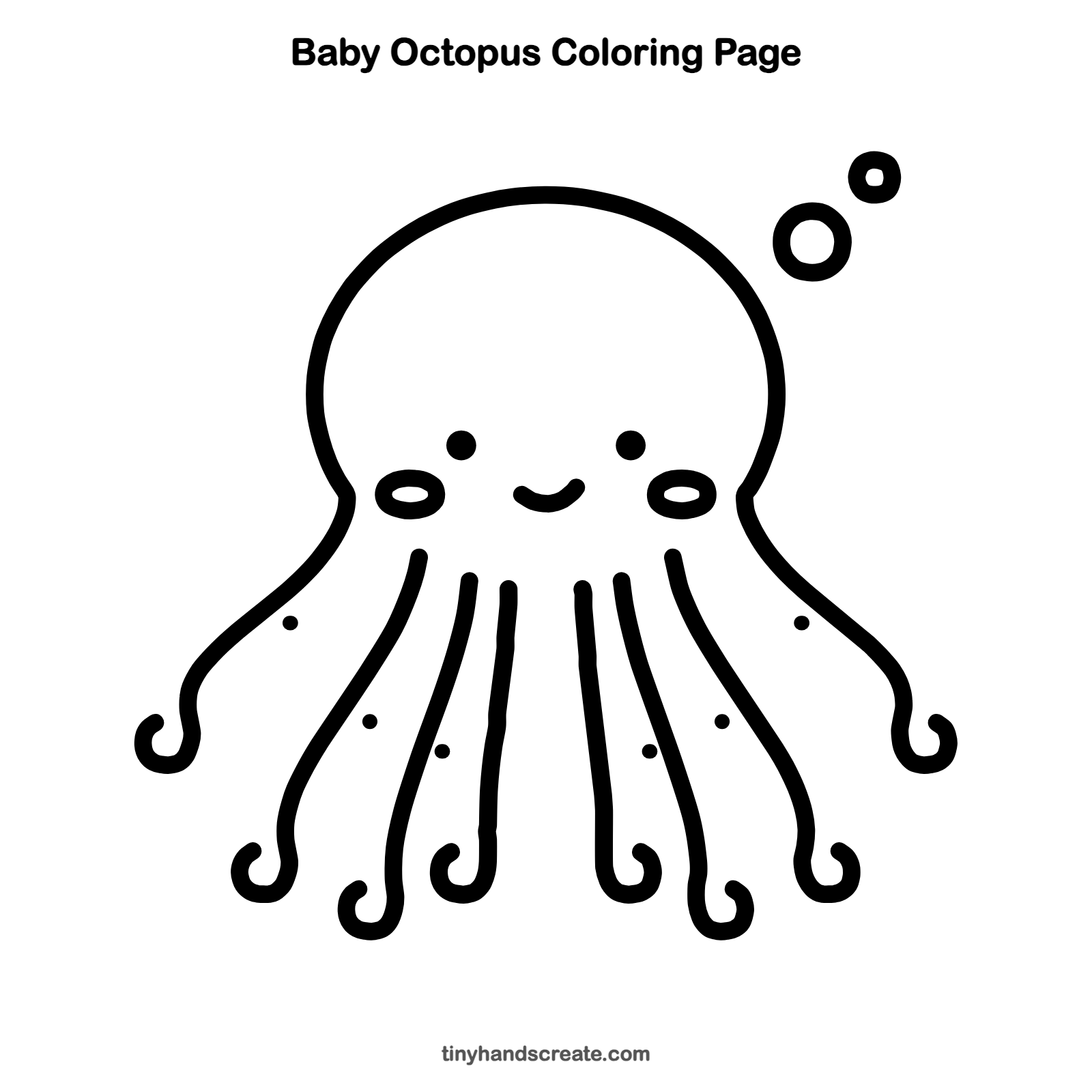 Free printable baby octopus coloring page for kids