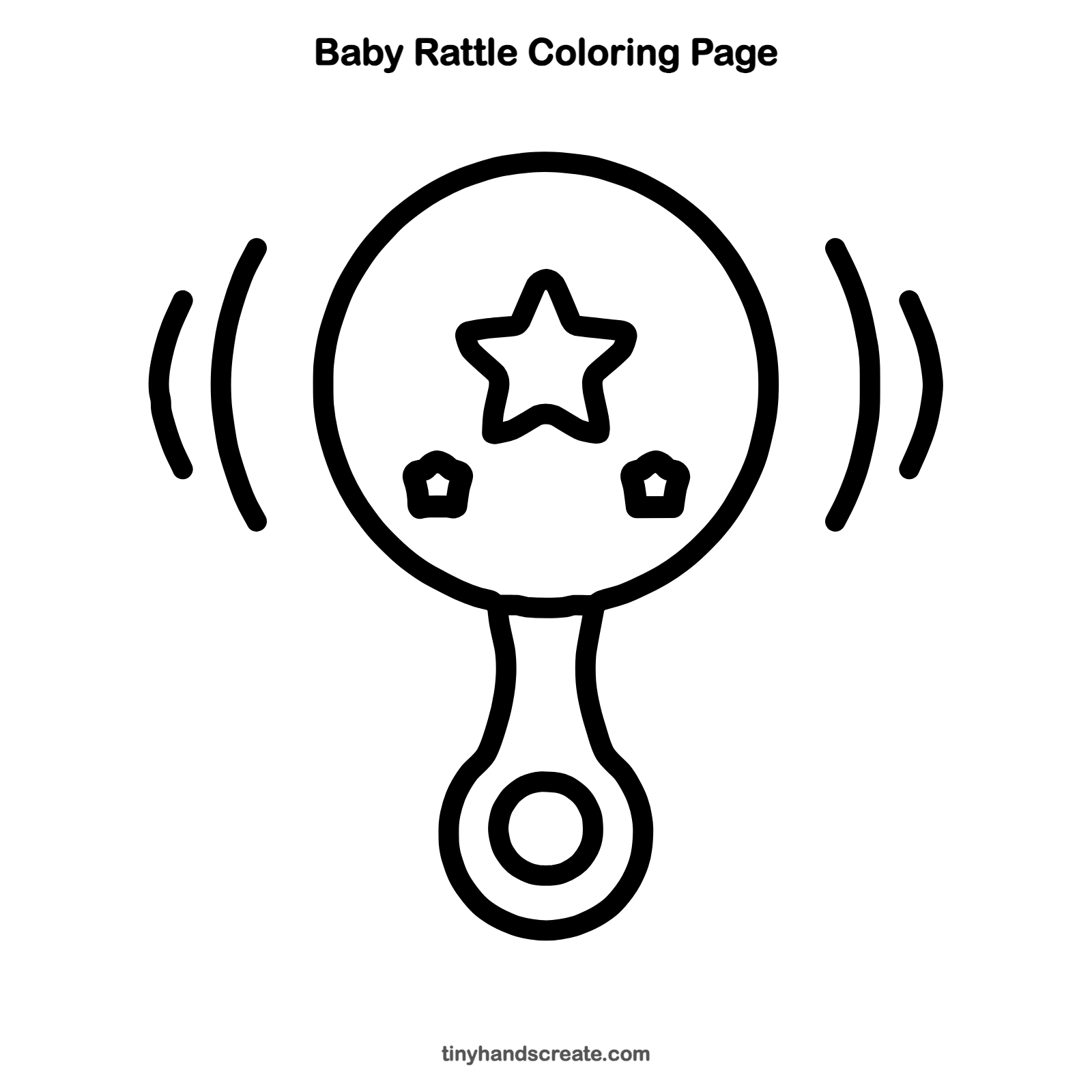 Free printable baby rattle coloring page for kids