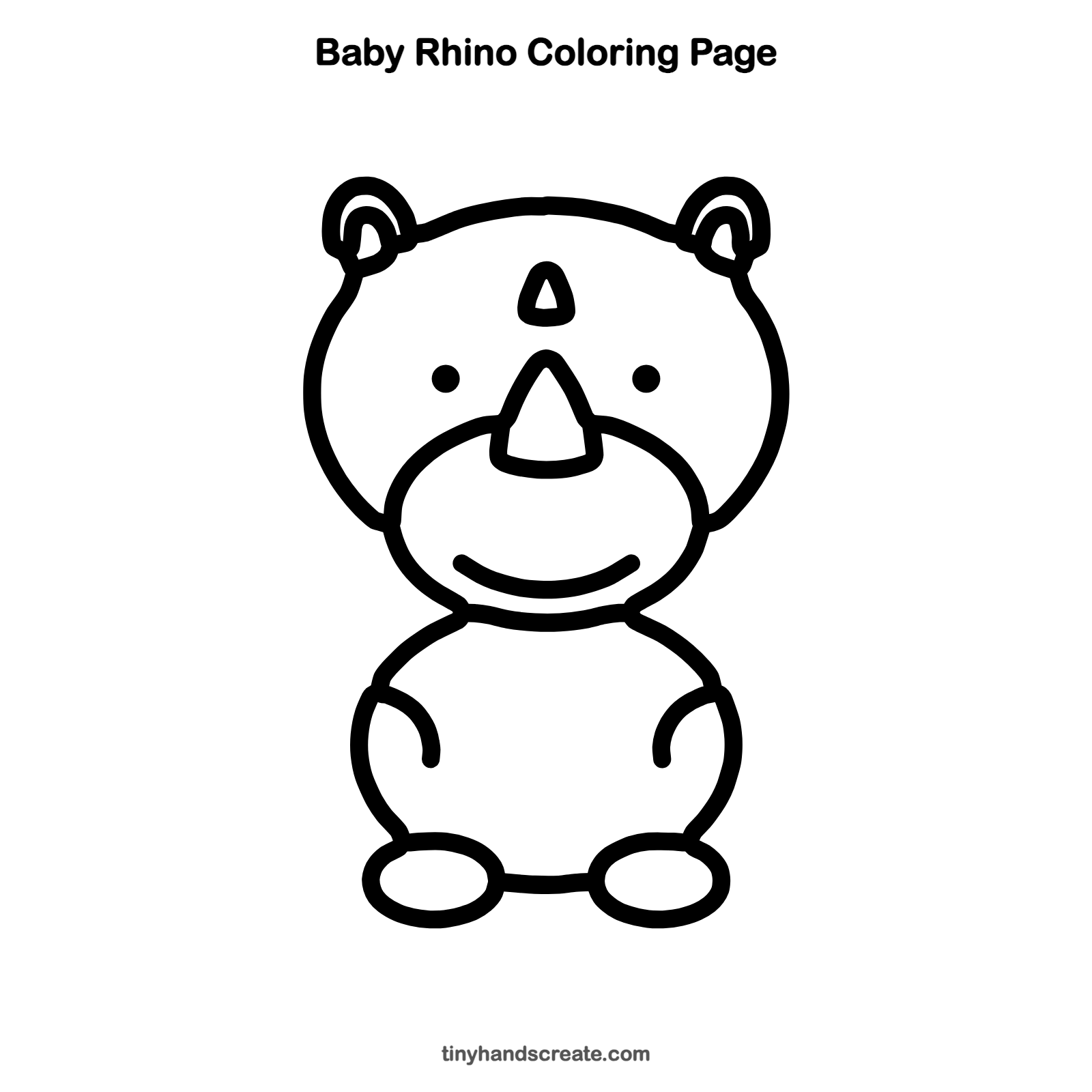 Free printable baby rhino coloring page for kids