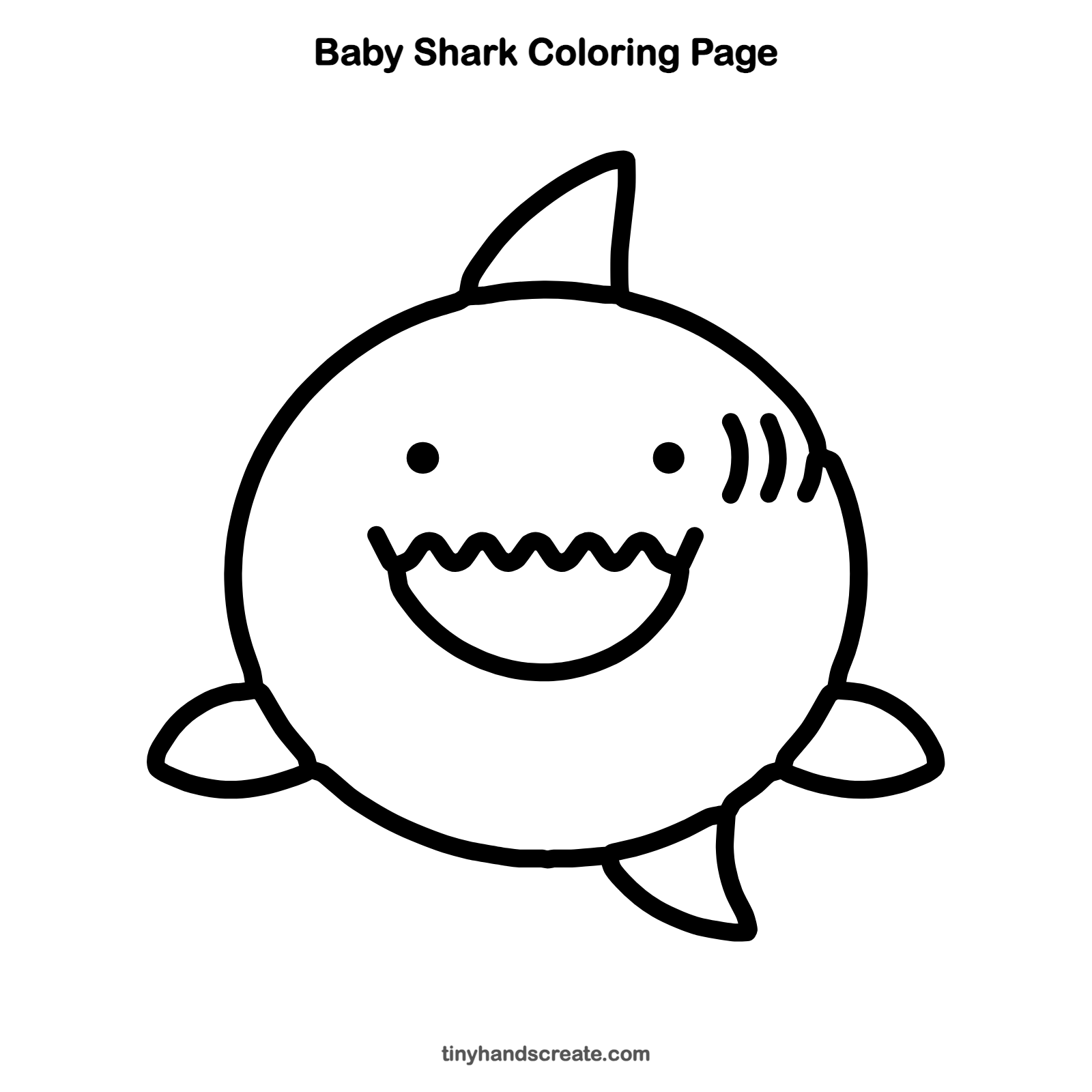 Free printable baby shark coloring page for kids