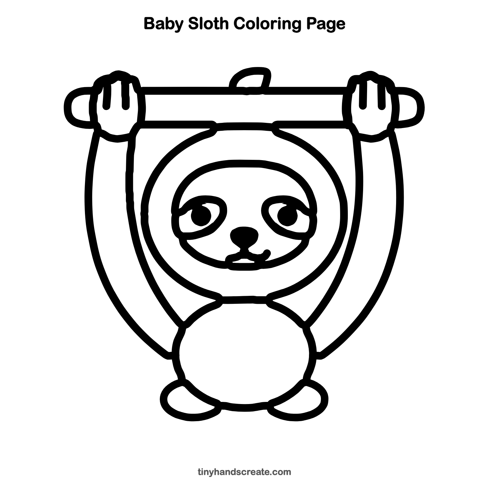 Free printable baby sloth coloring page for kids