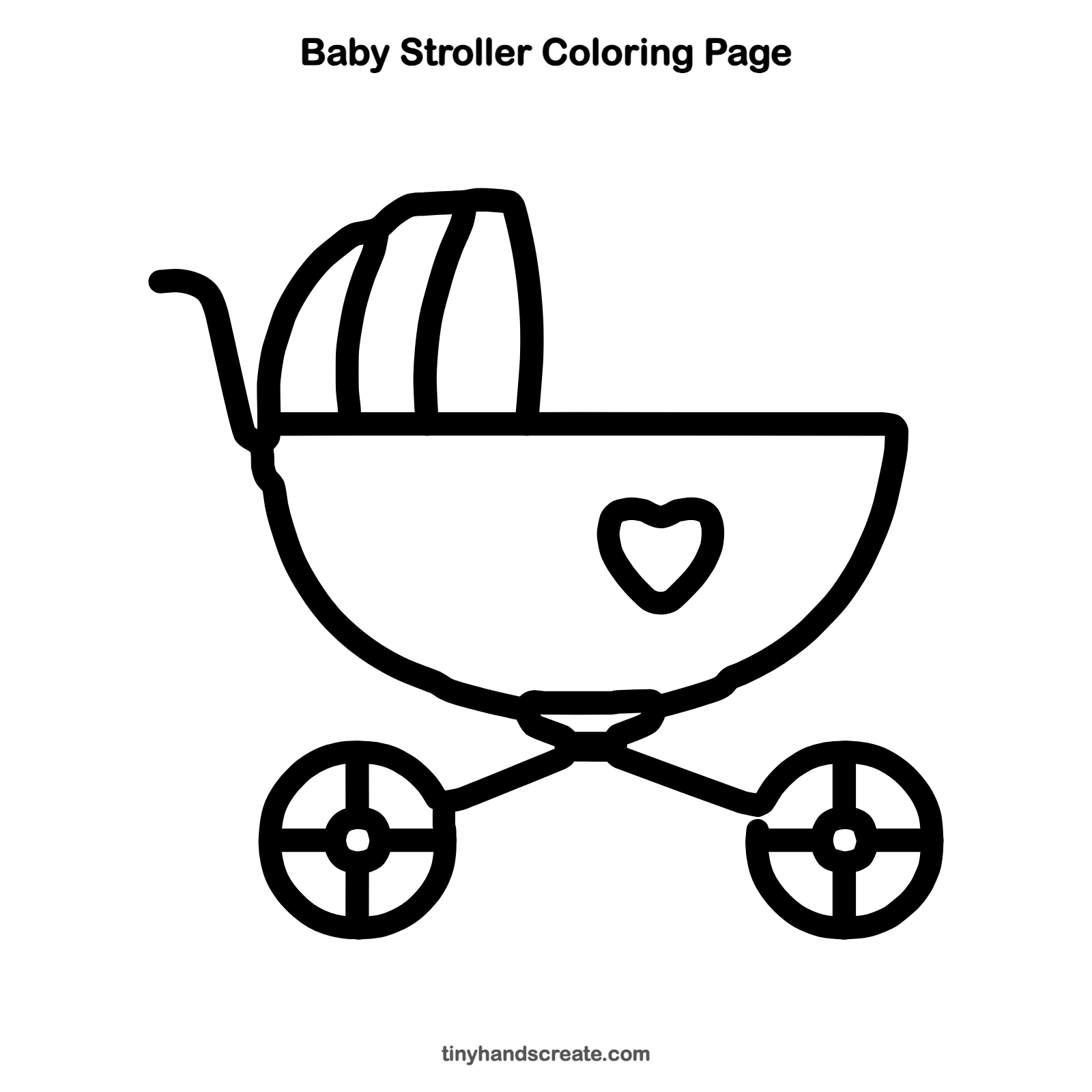 Free printable baby stroller coloring page for kids