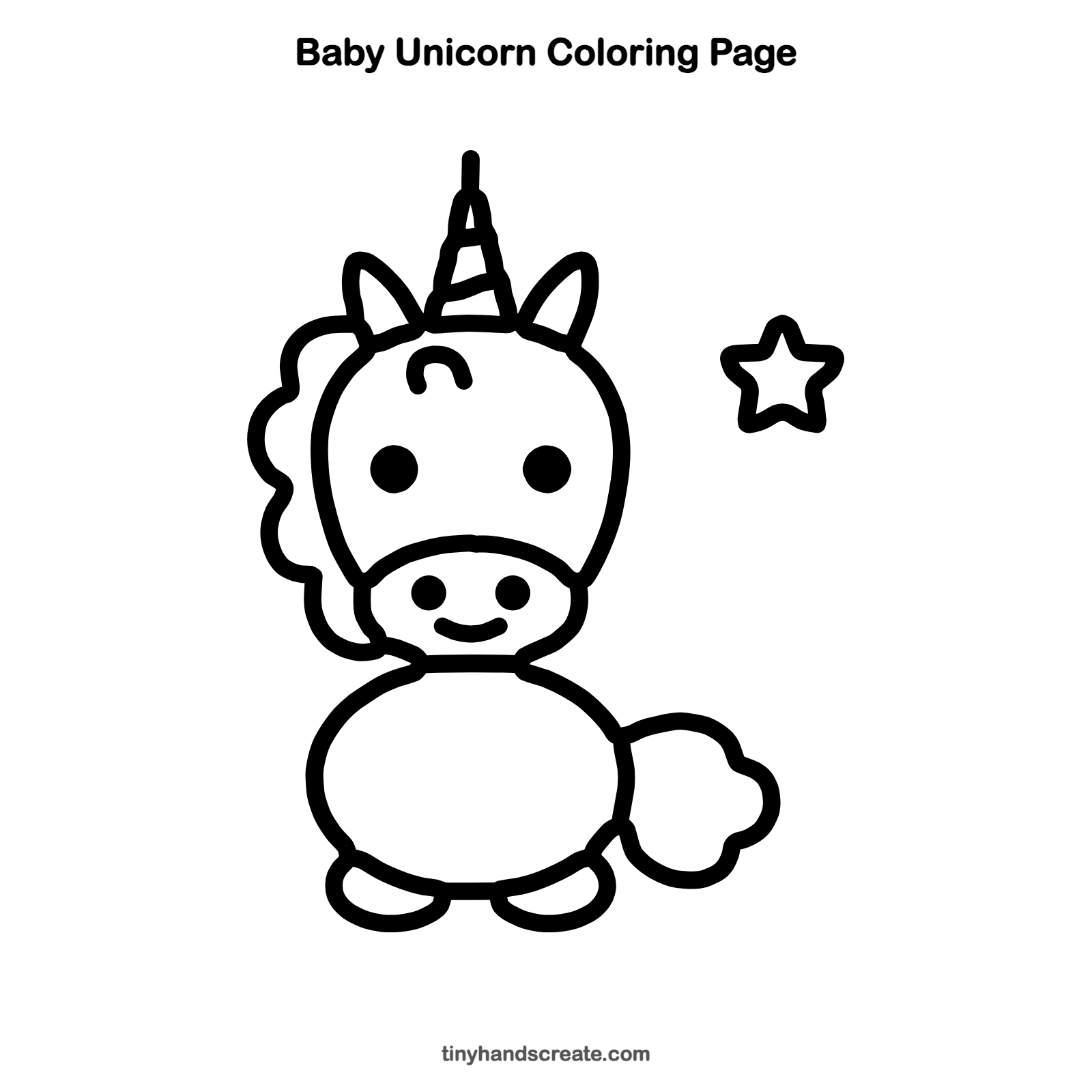 Free printable baby unicorn coloring page for kids