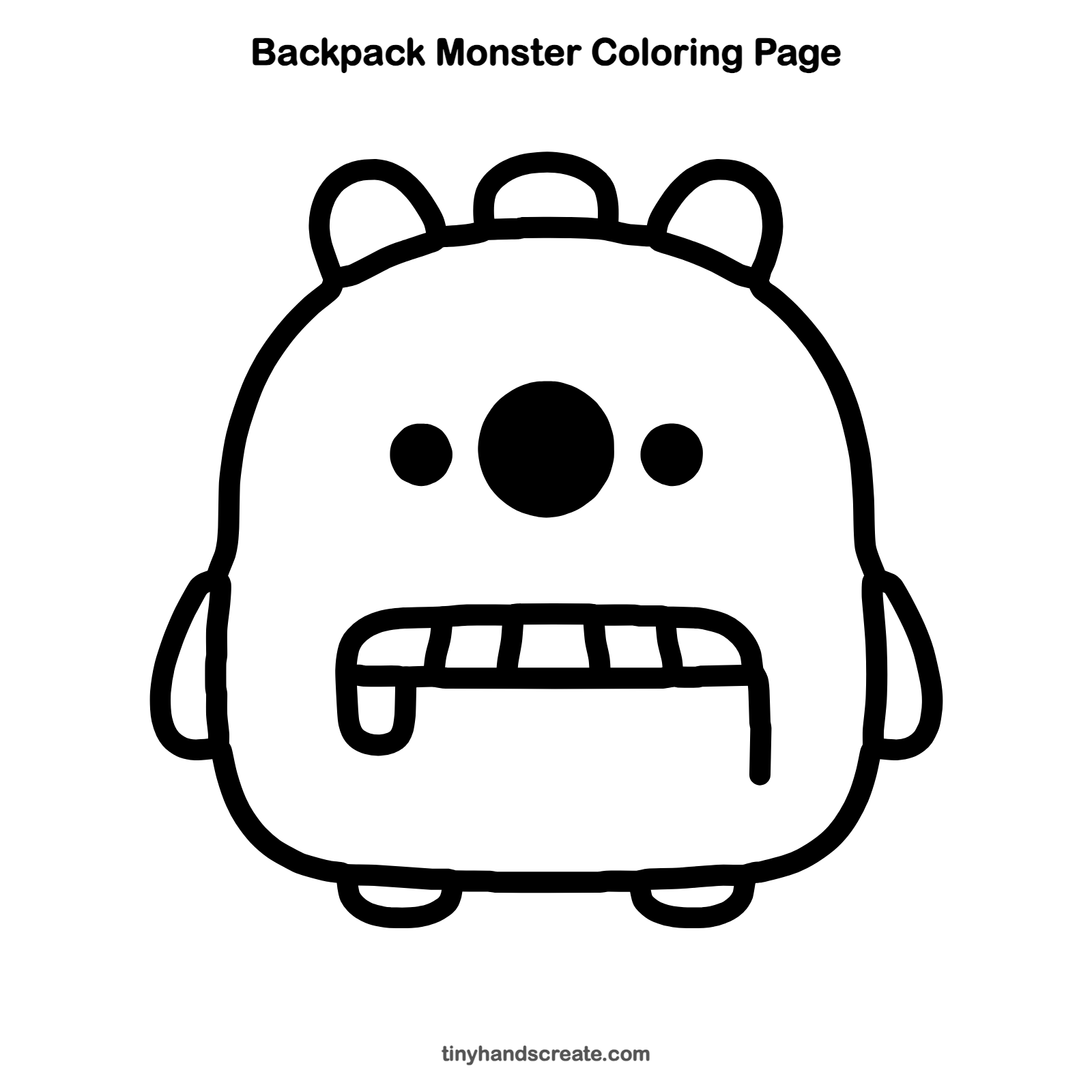 Free printable backpack monster coloring page for kids