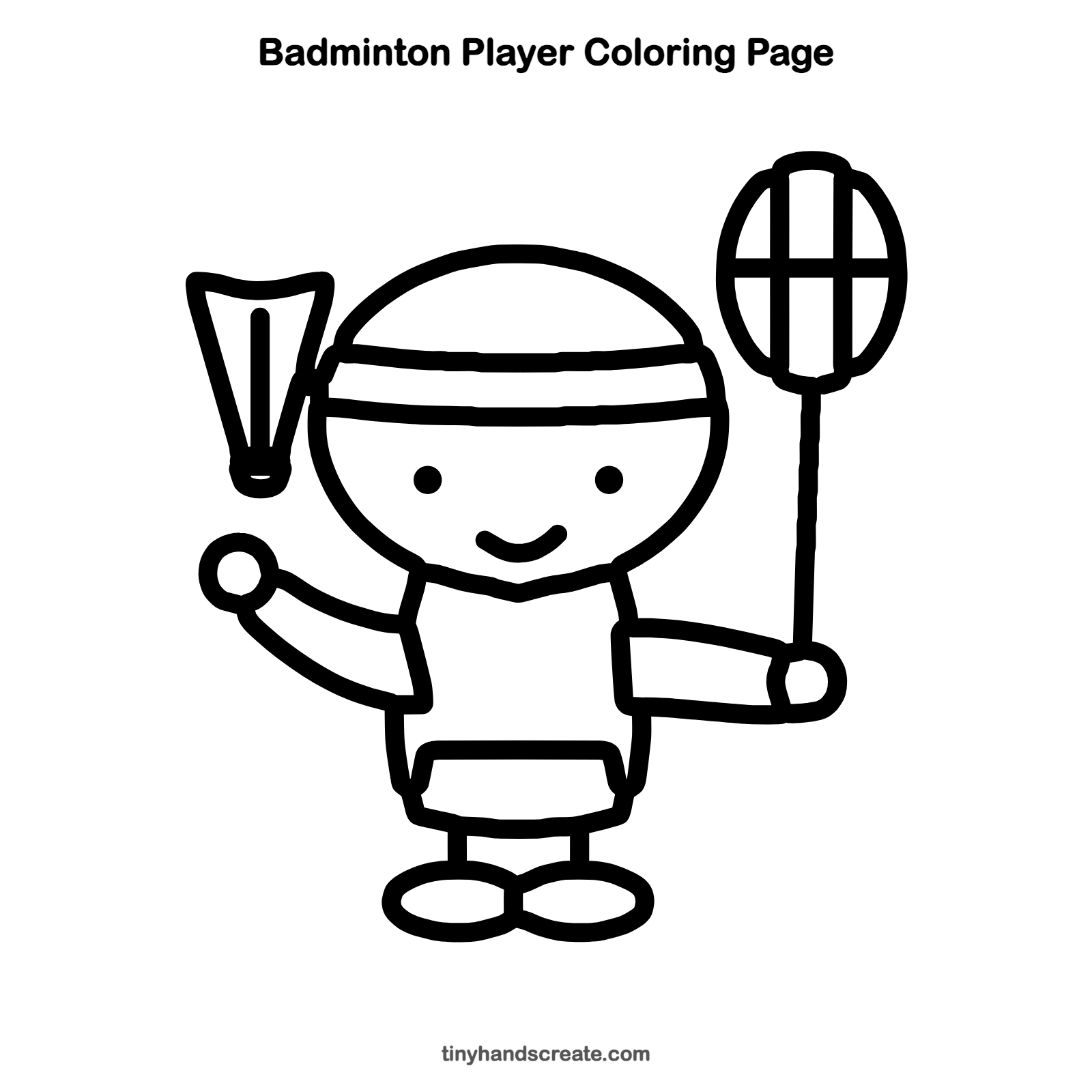 Free printable badminton player coloring page for kids