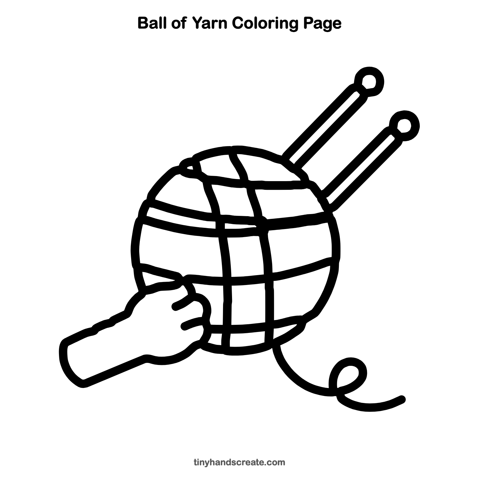 Free printable ball of yarn coloring page for kids