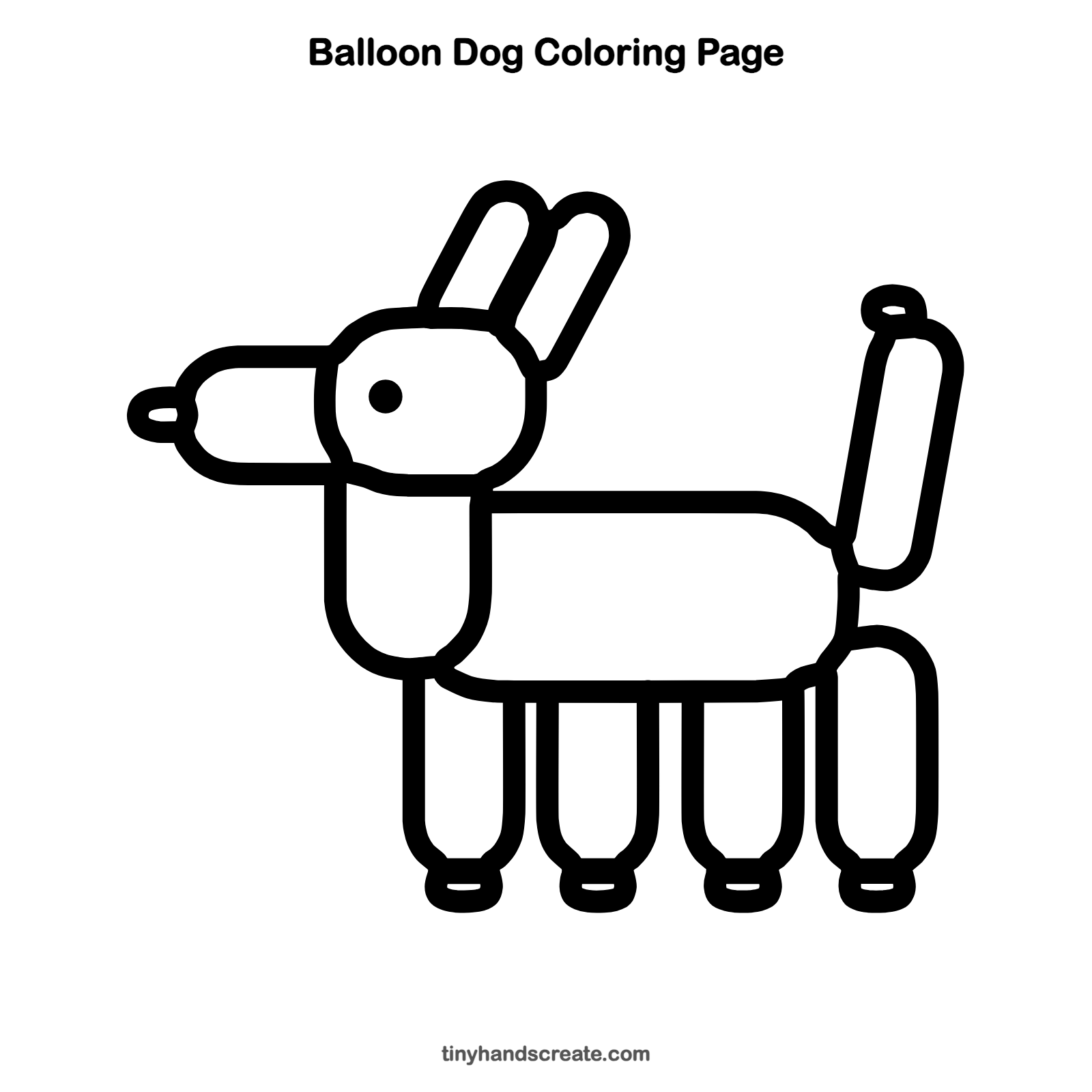 Free printable balloon dog coloring page for kids