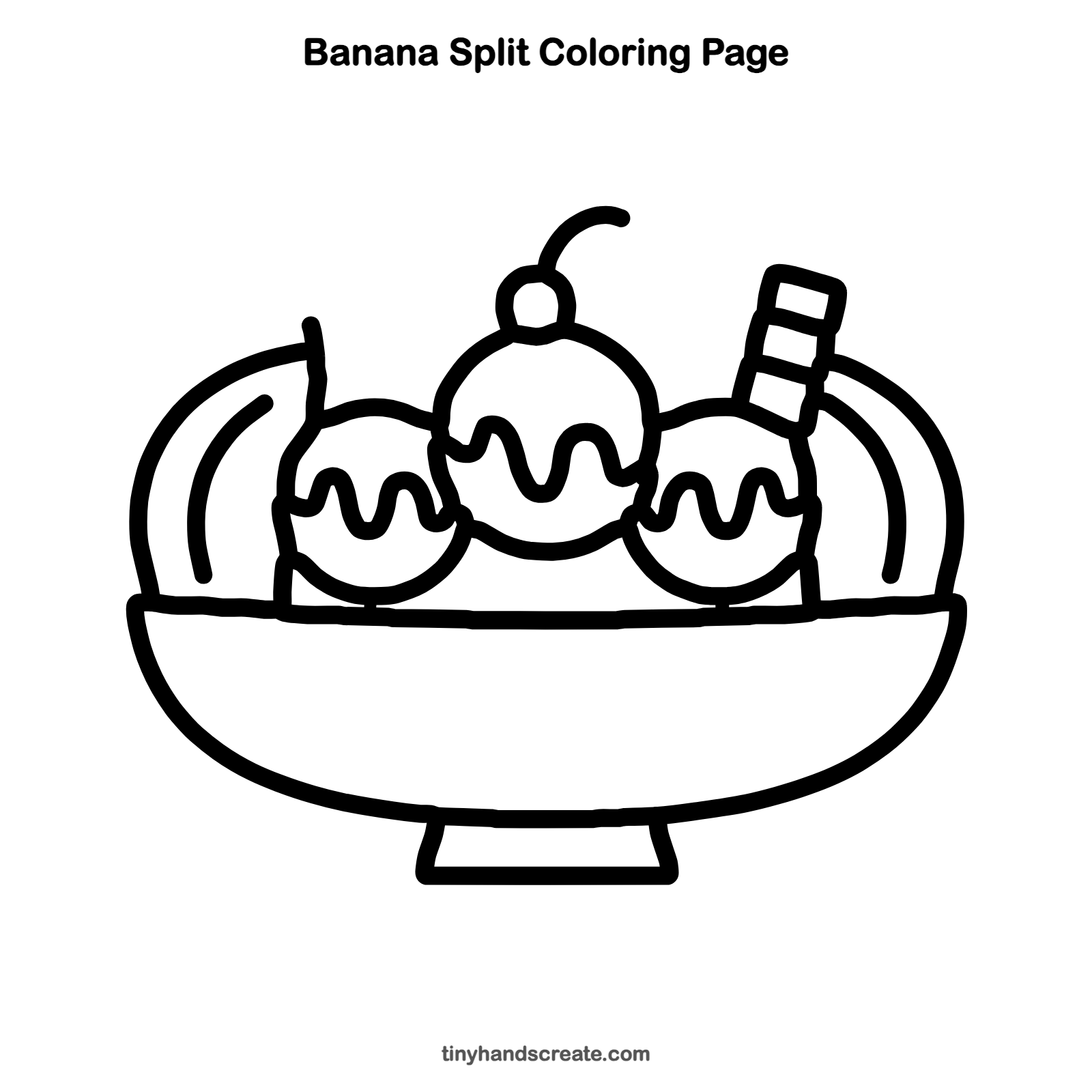 Free printable banana split coloring page for kids