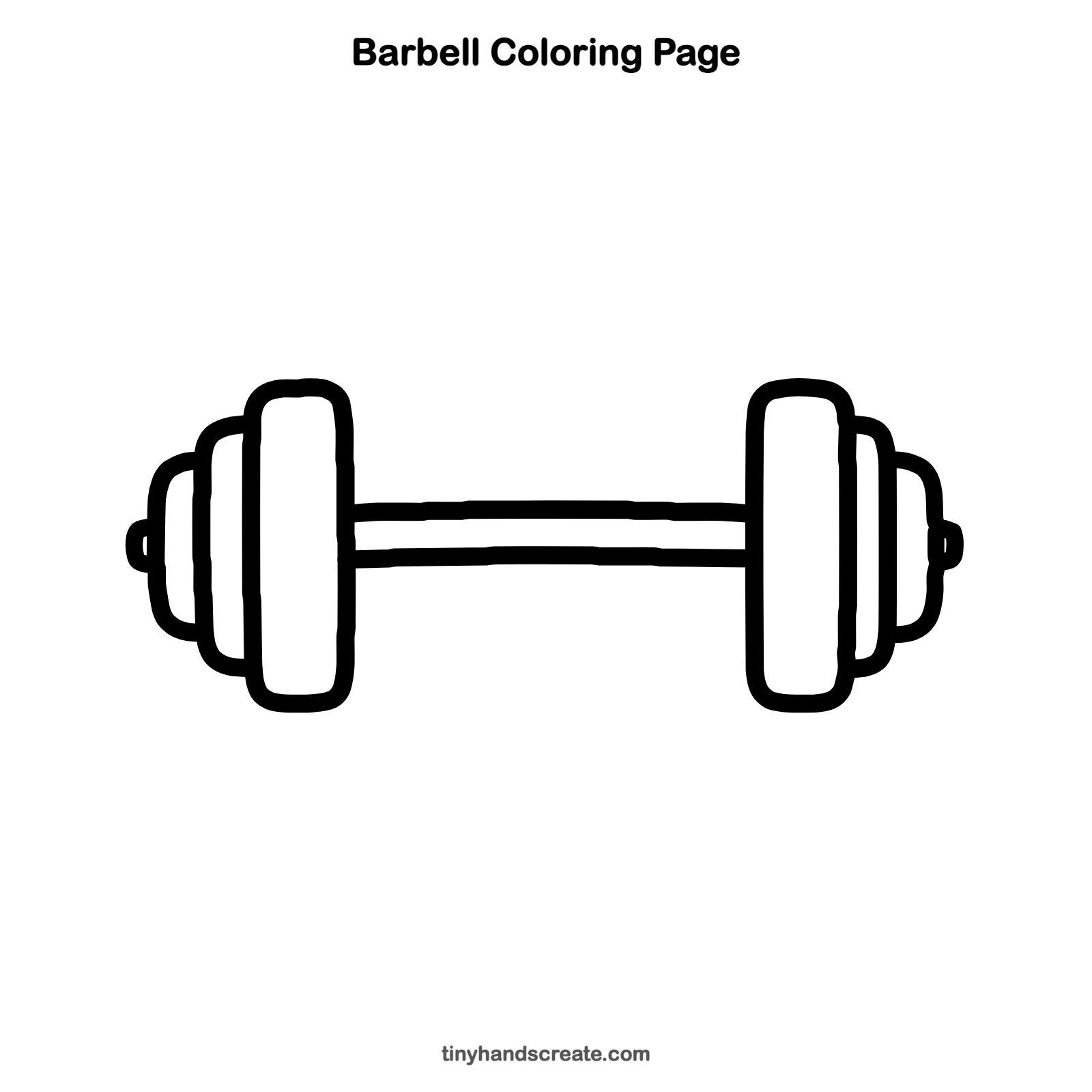 Free printable barbell coloring page for kids
