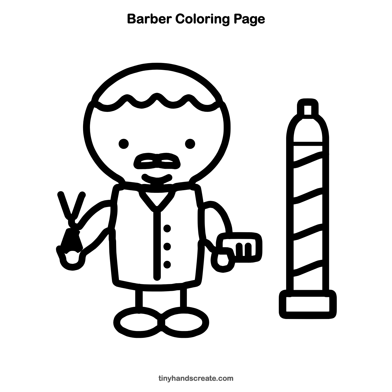 Free printable barber coloring page for kids