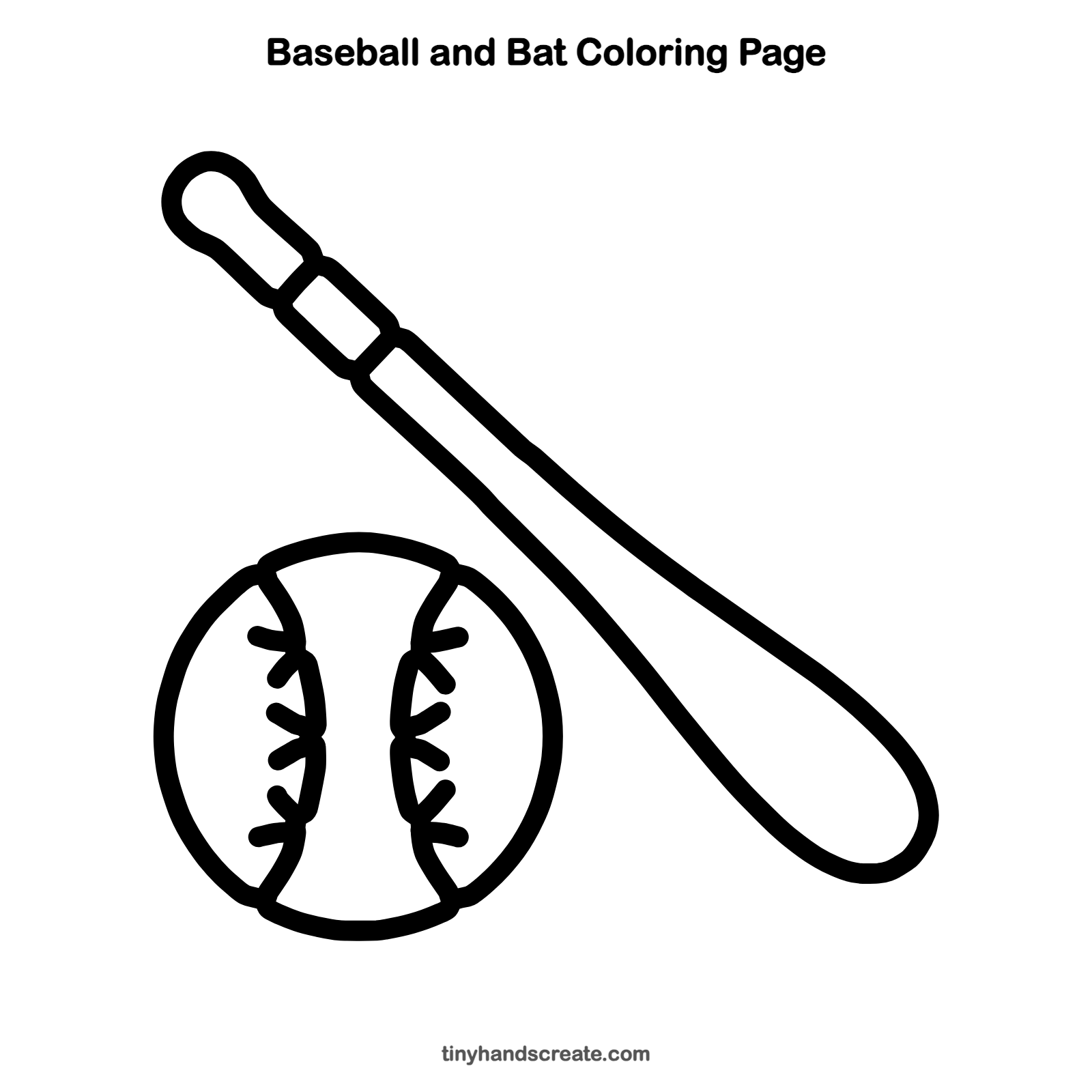 Free printable baseball and bat coloring page for kids