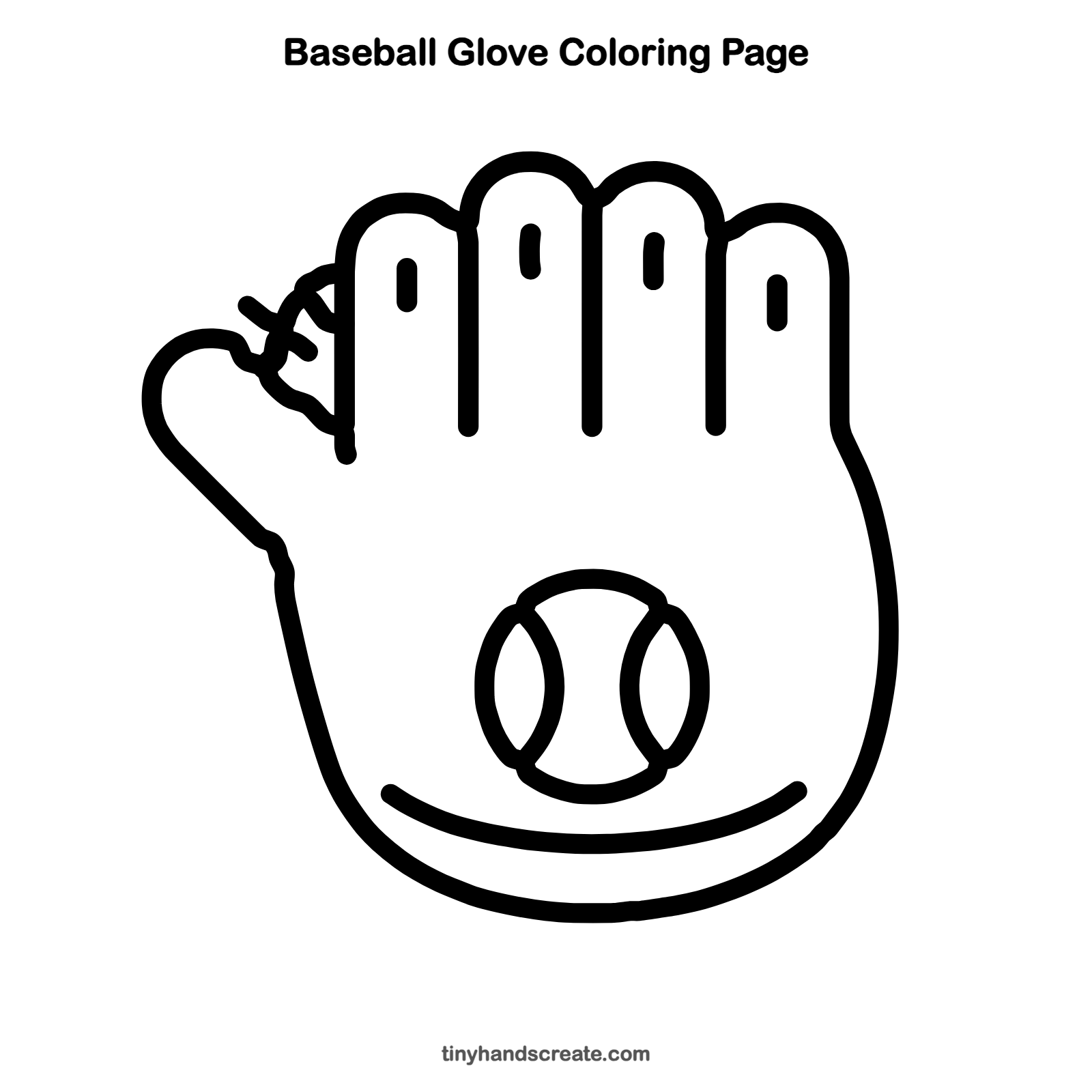Free printable baseball glove coloring page for kids