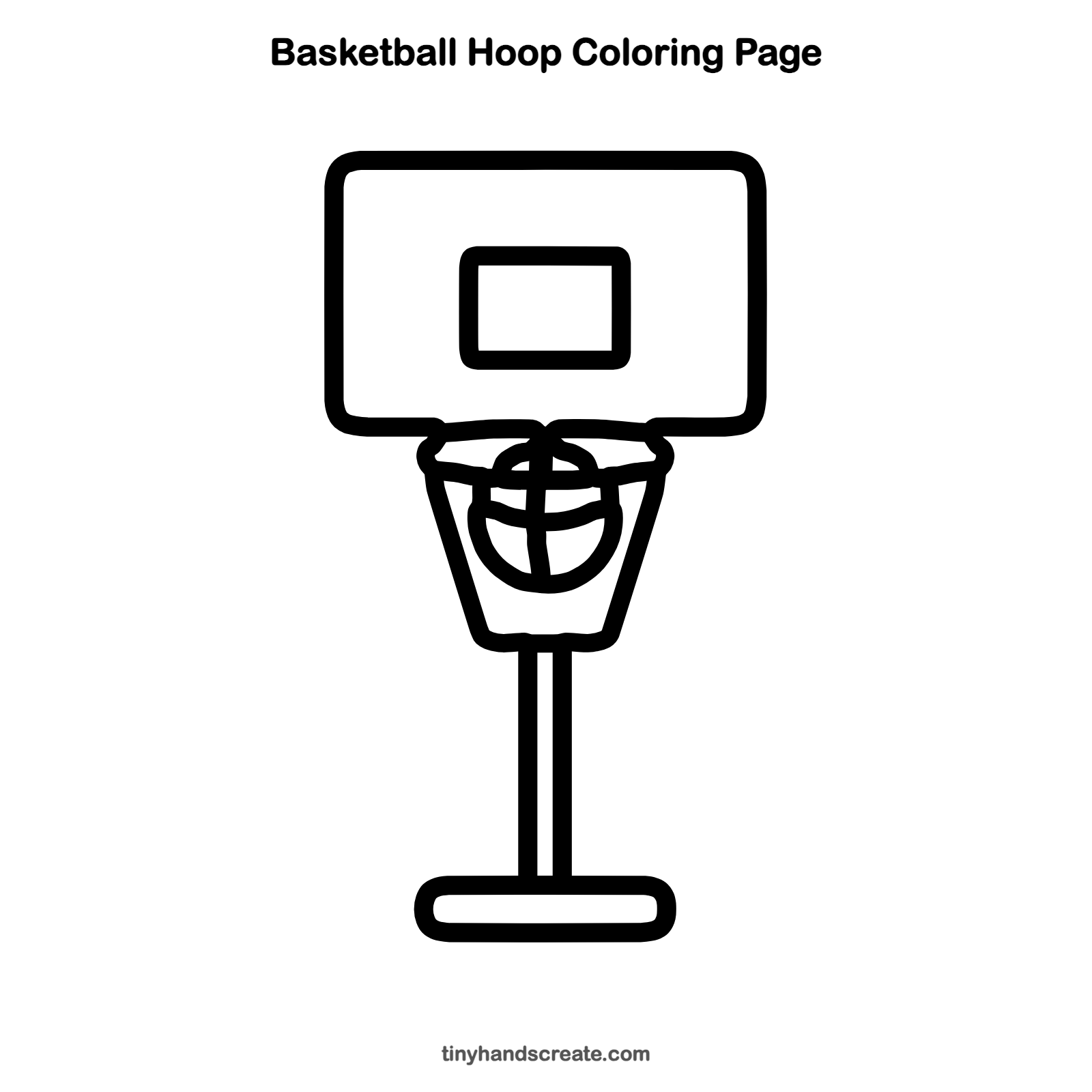 Free printable basketball hoop coloring page for kids
