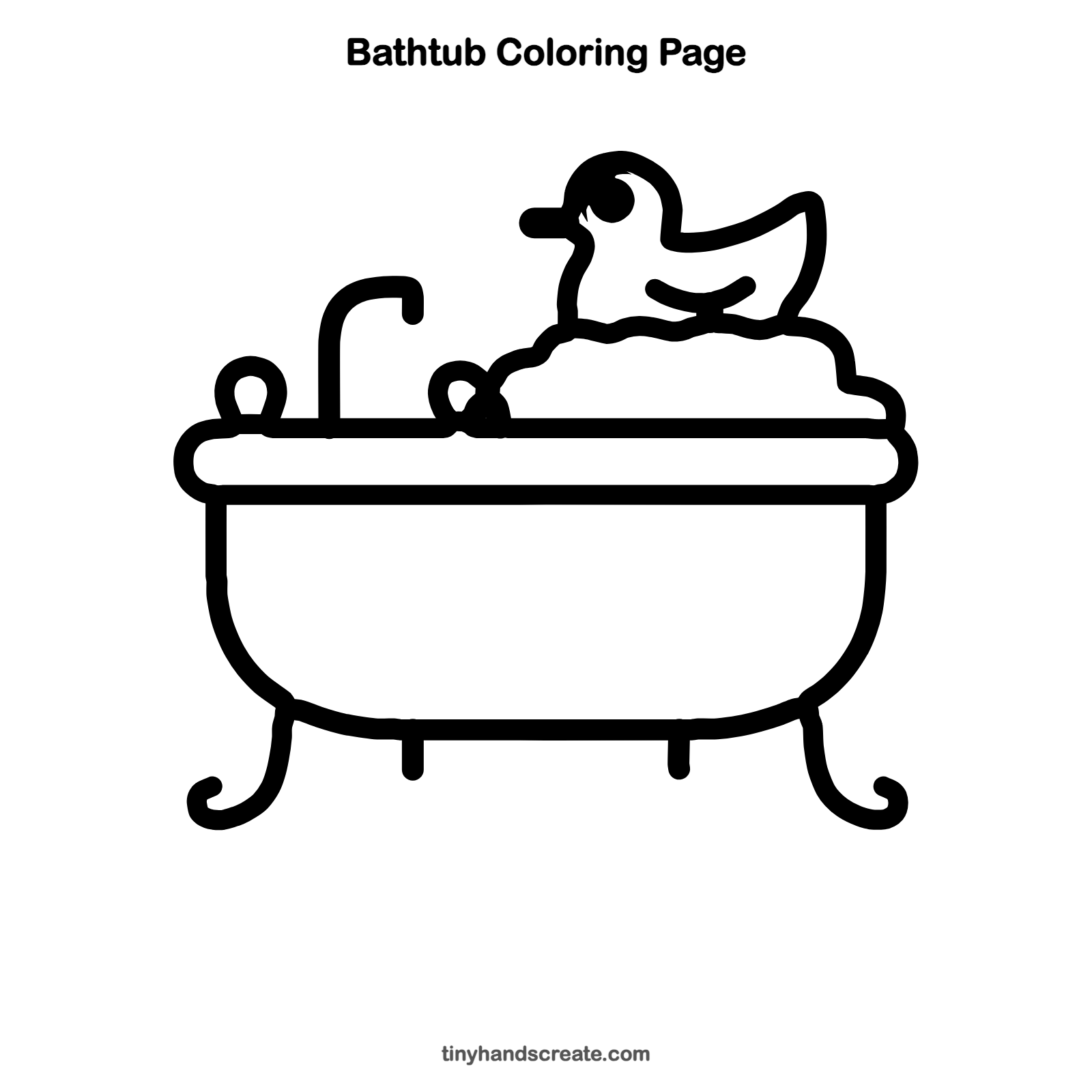 Free printable bathtub coloring page for kids