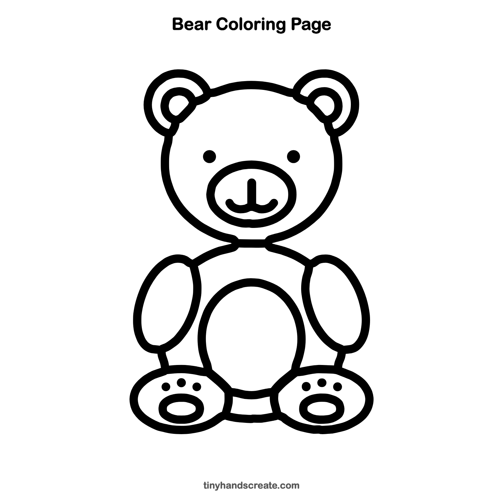 Free printable bear coloring page for kids