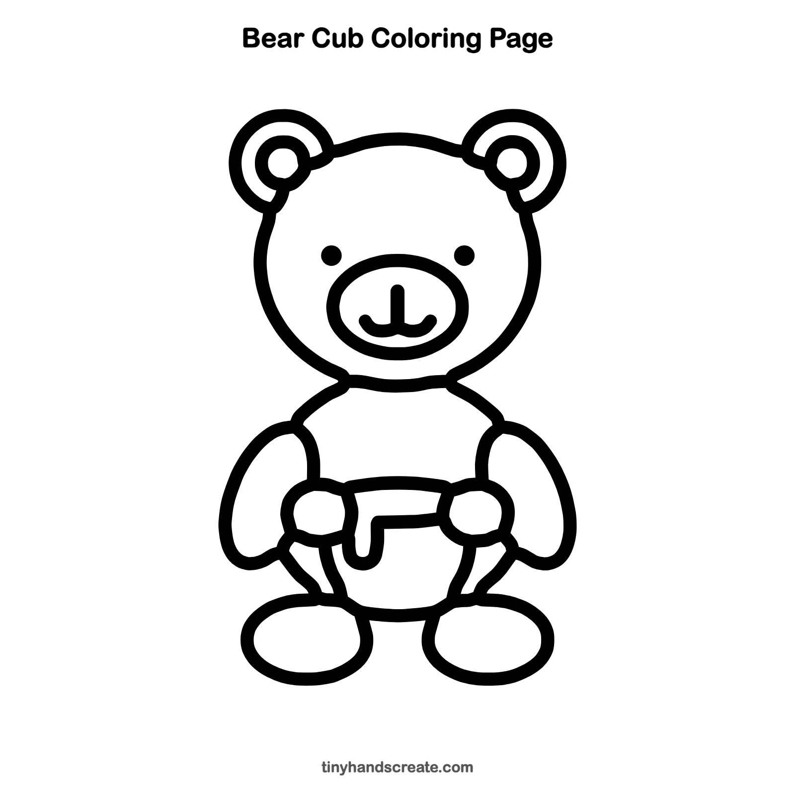 Free printable bear cub coloring page for kids