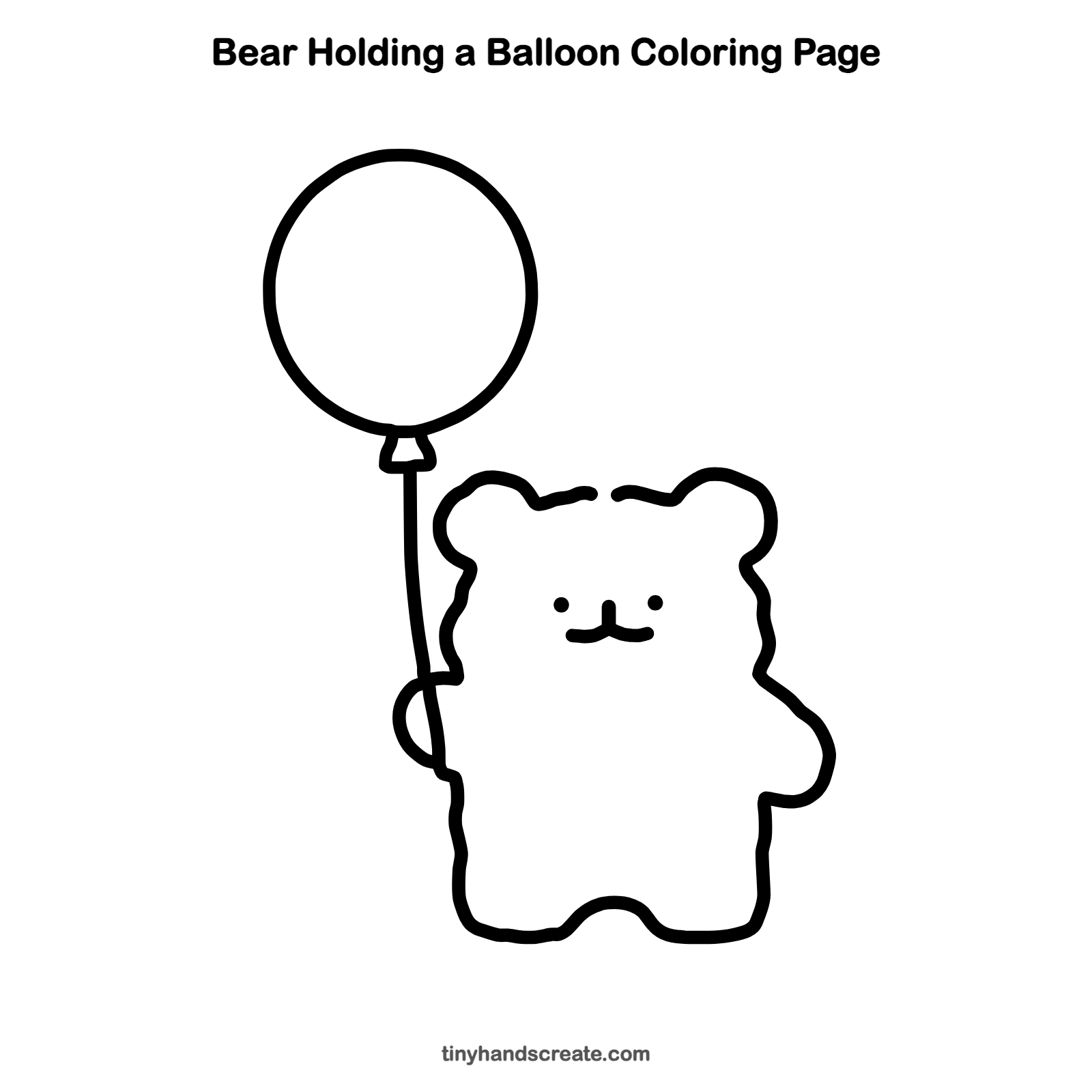 Free printable bear holding a balloon coloring page for kids