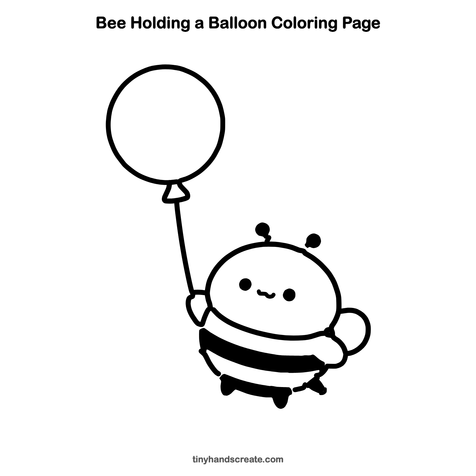 Free printable bee holding a balloon coloring page for kids