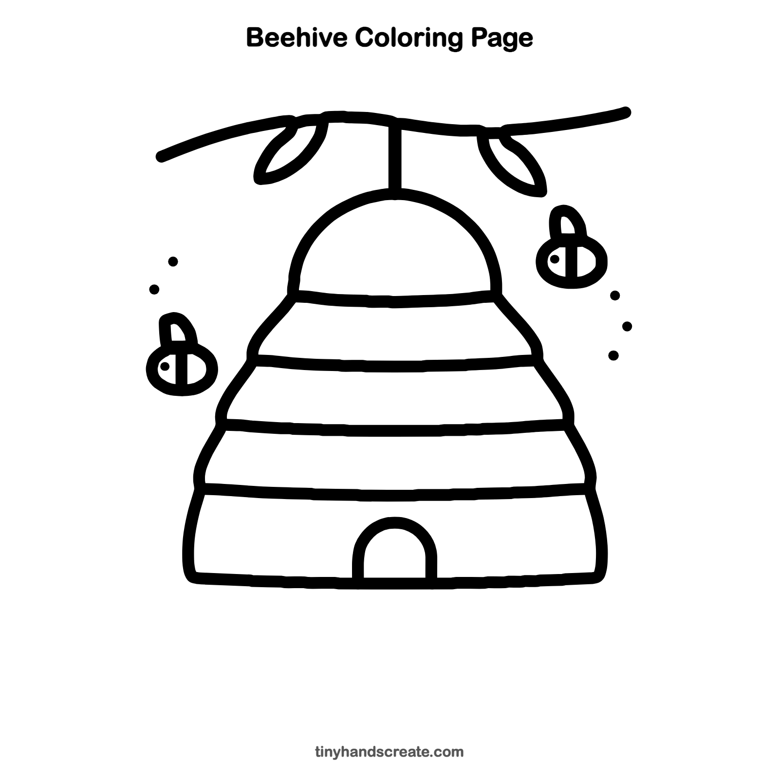 Free printable beehive coloring page for kids