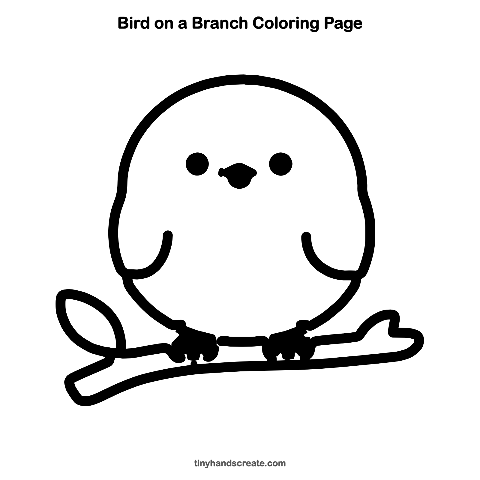 Free printable bird on a branch coloring page for kids