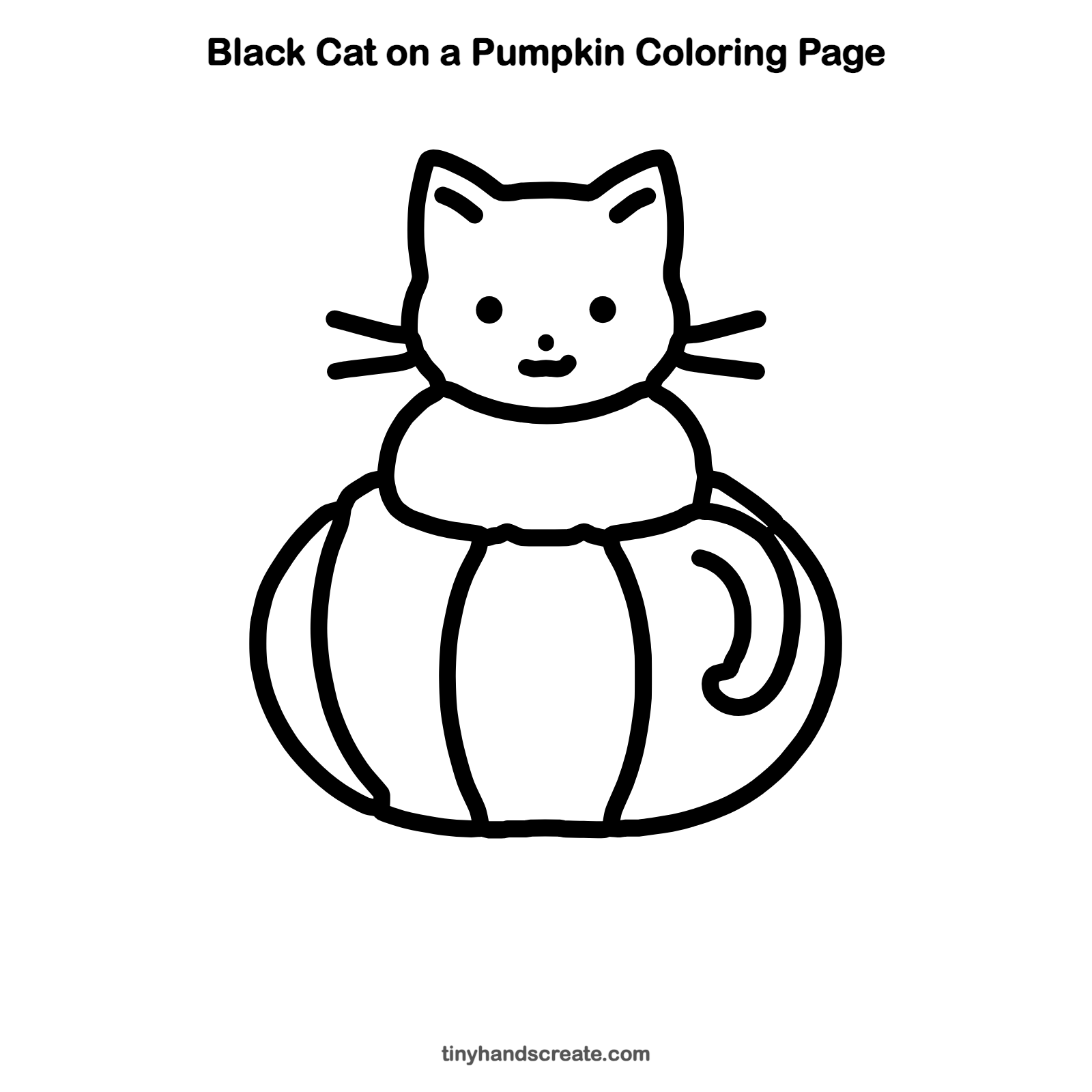 Free printable black cat on a pumpkin coloring page for kids