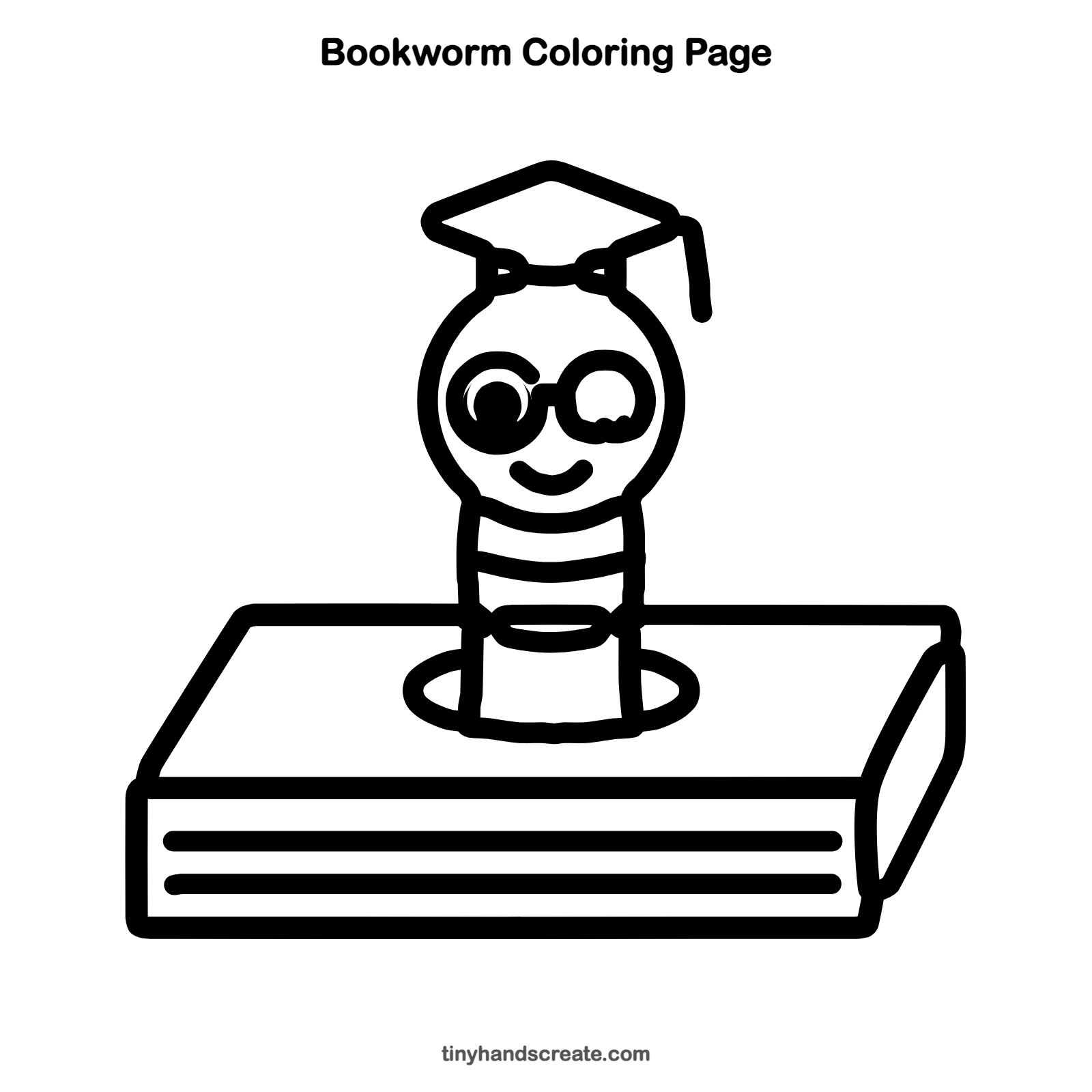 Free printable bookworm coloring page for kids