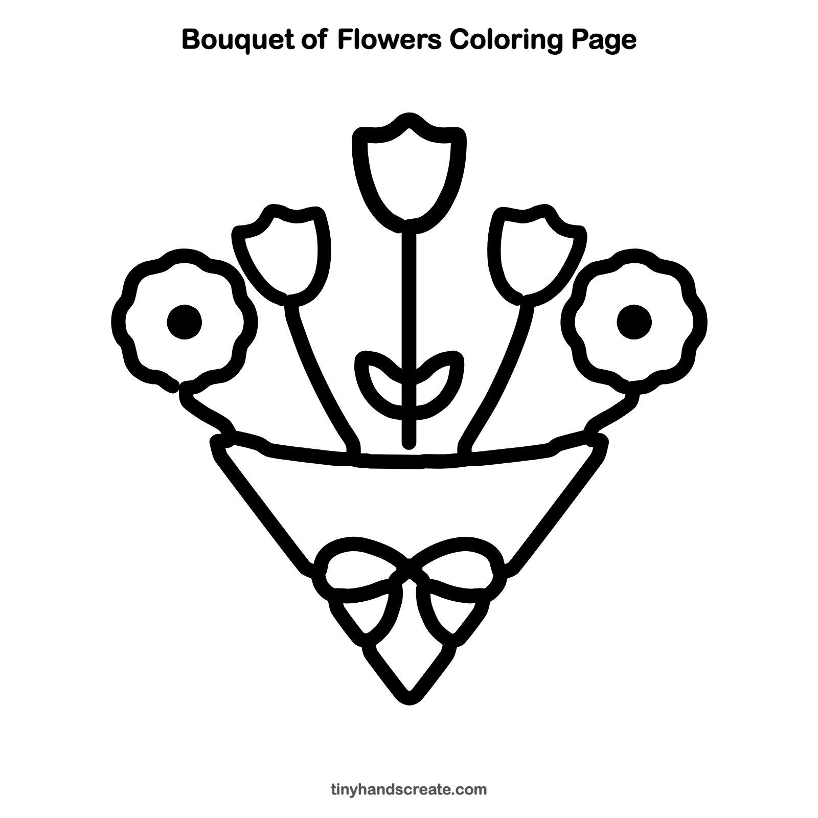Free printable bouquet of flowers coloring page for kids