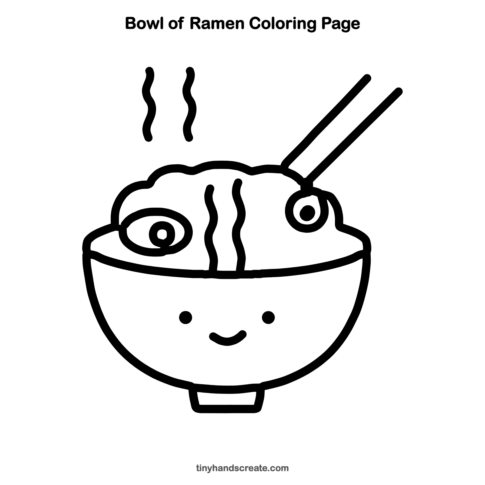 Free printable bowl of ramen coloring page for kids