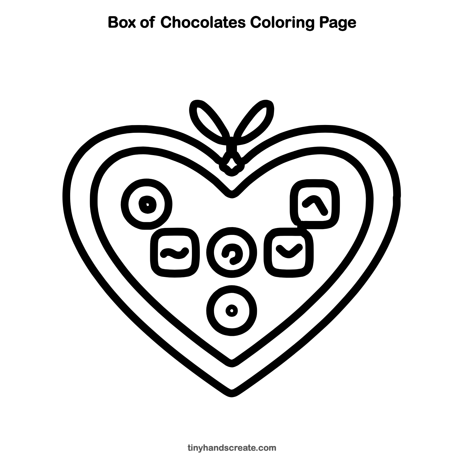Free printable box of chocolates coloring page for kids