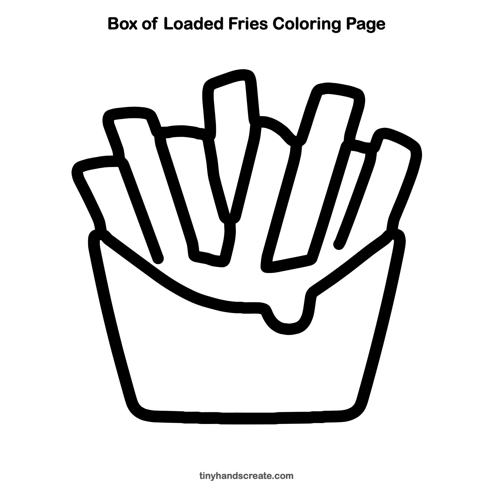 Free printable box of loaded fries coloring page for kids