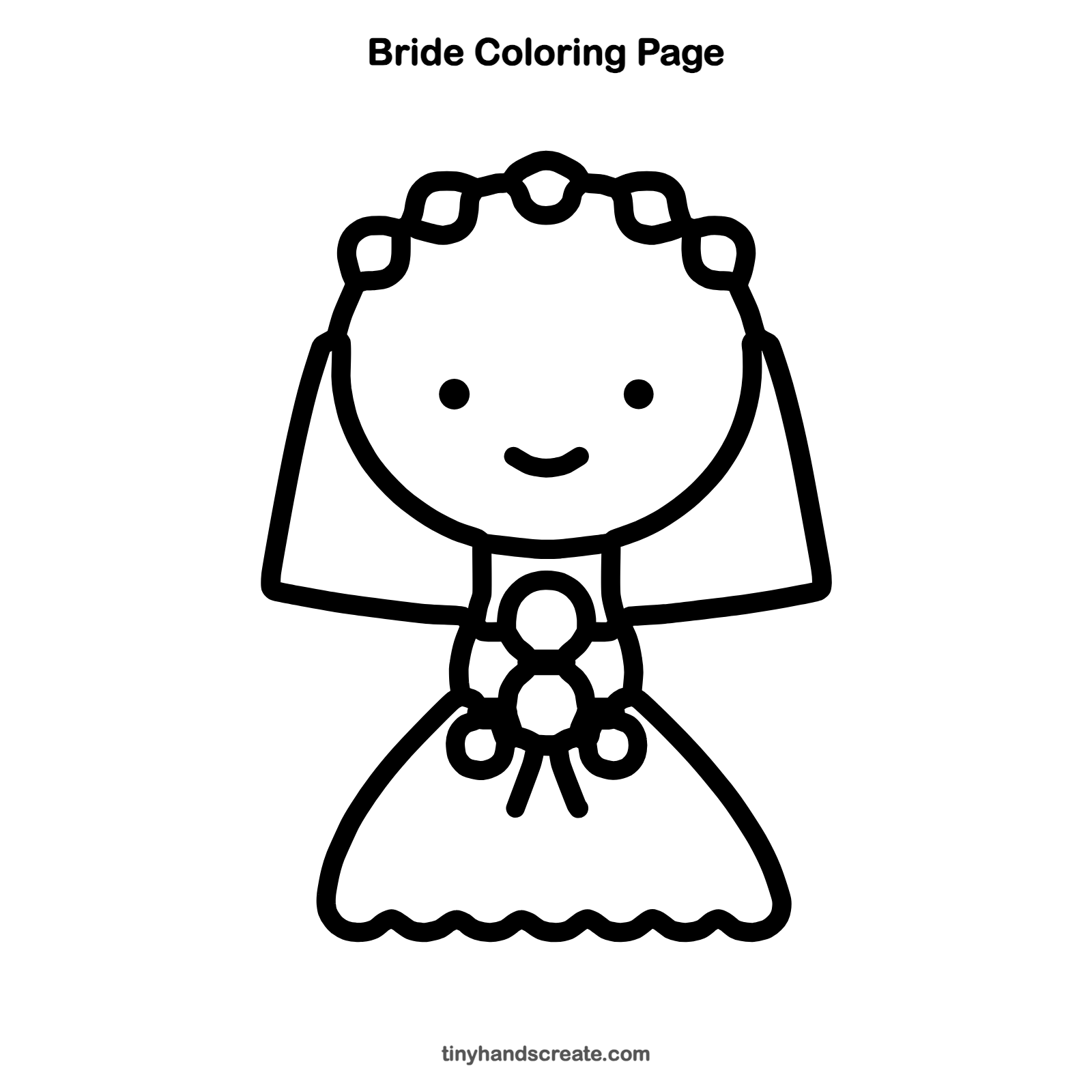 Free printable bride coloring page for kids