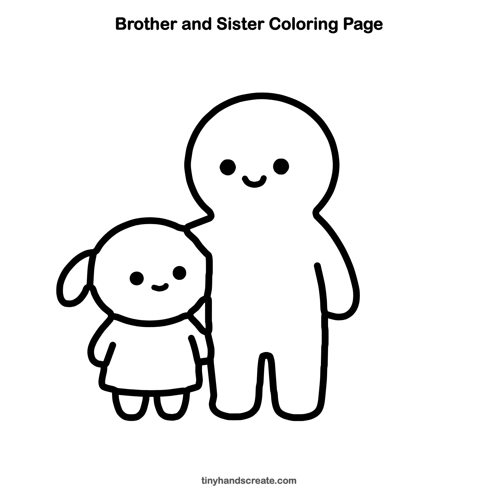 Free printable brother and sister coloring page for kids