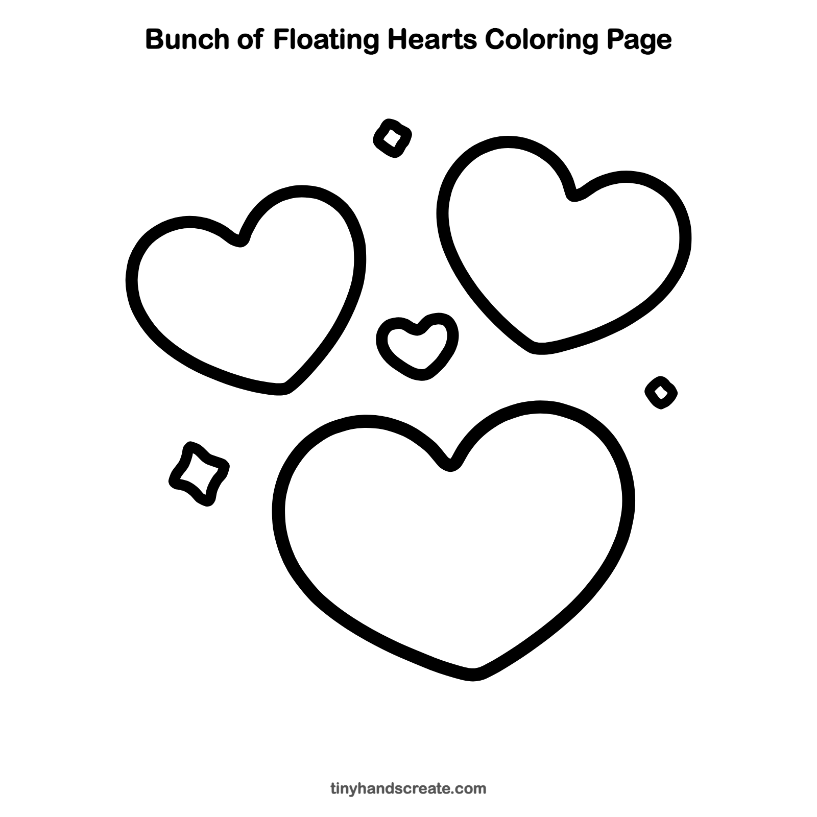 Free printable bunch of floating hearts coloring page for kids