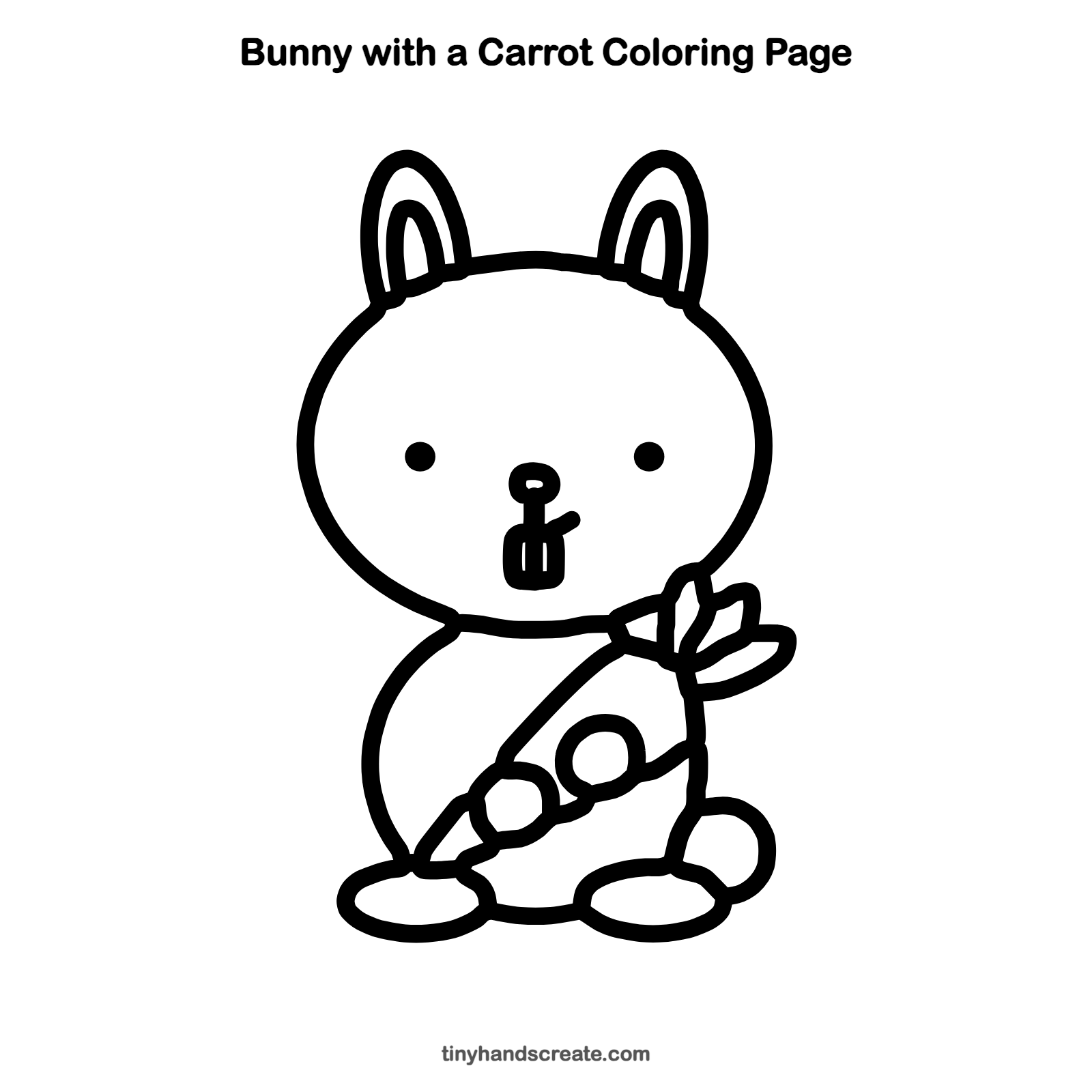 Free printable bunny with a carrot coloring page for kids